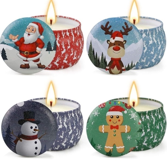 NWT Aromatherapy Christmas Scented Candles Set Soy Wax Portable Tin Jar Candle - Picture 3 of 7